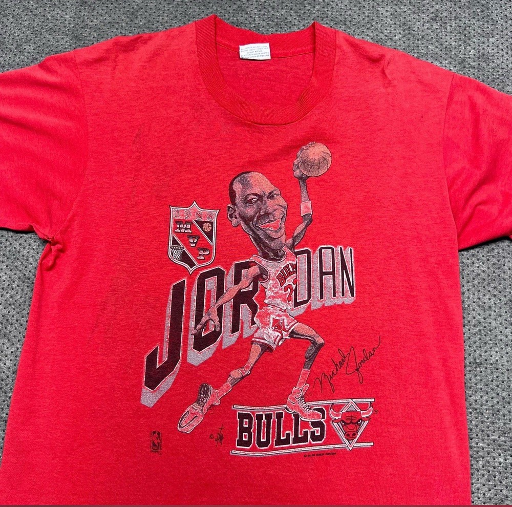 Vintage 1988 MICHAEL JORDAN T Shirt Chicago Bulls NBA Salem Caricature L