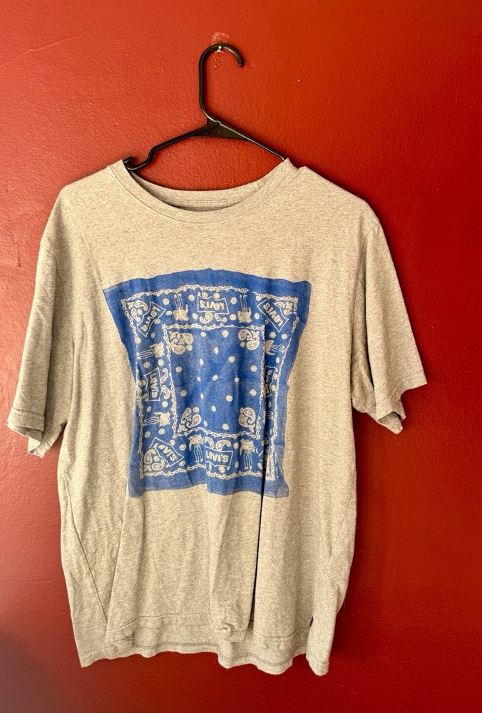 Levi’s Men’s Bandana Graphic Print T-Shirt – Heather Gray – Medium
