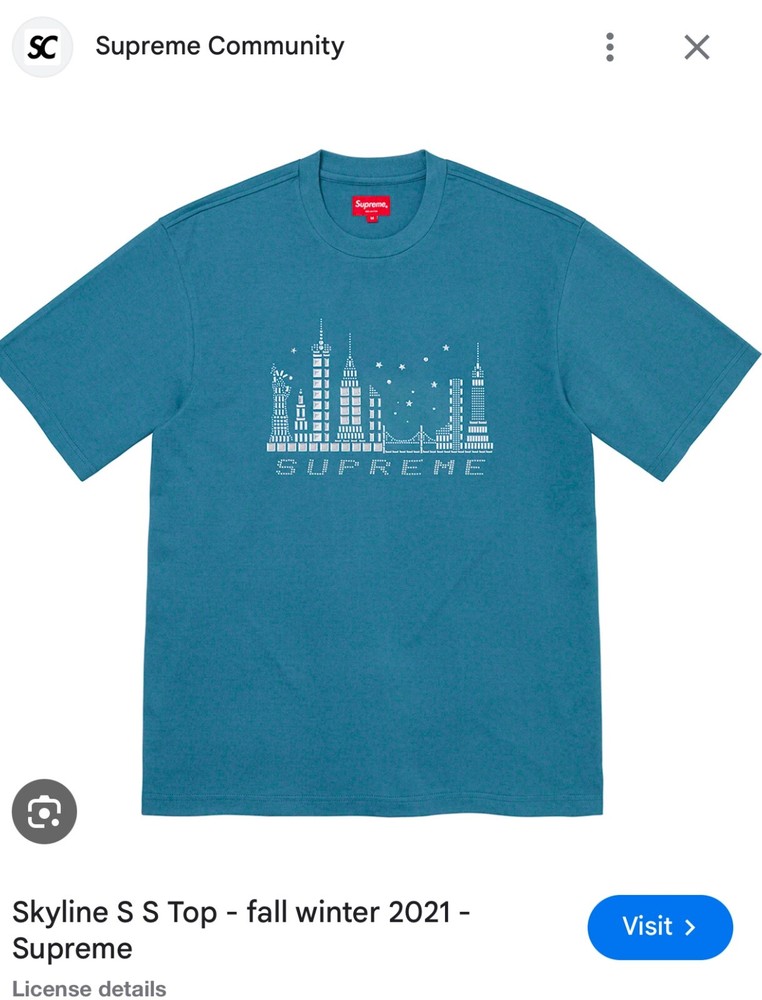 Supreme Skyline TOP TSHIRT DARK SLATE SIZE L BRAND NEW with sticker