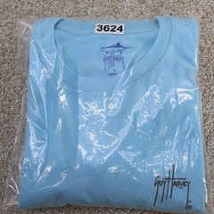 Guy Harvey Mens Large Graphic T Shirt Blue Marlin Fish (see photo for flaw)