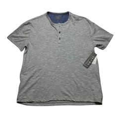 Jachs Henley Mens L Gray Short Sleeve Slub Knit Linen Blend J21A-404-019 Casual
