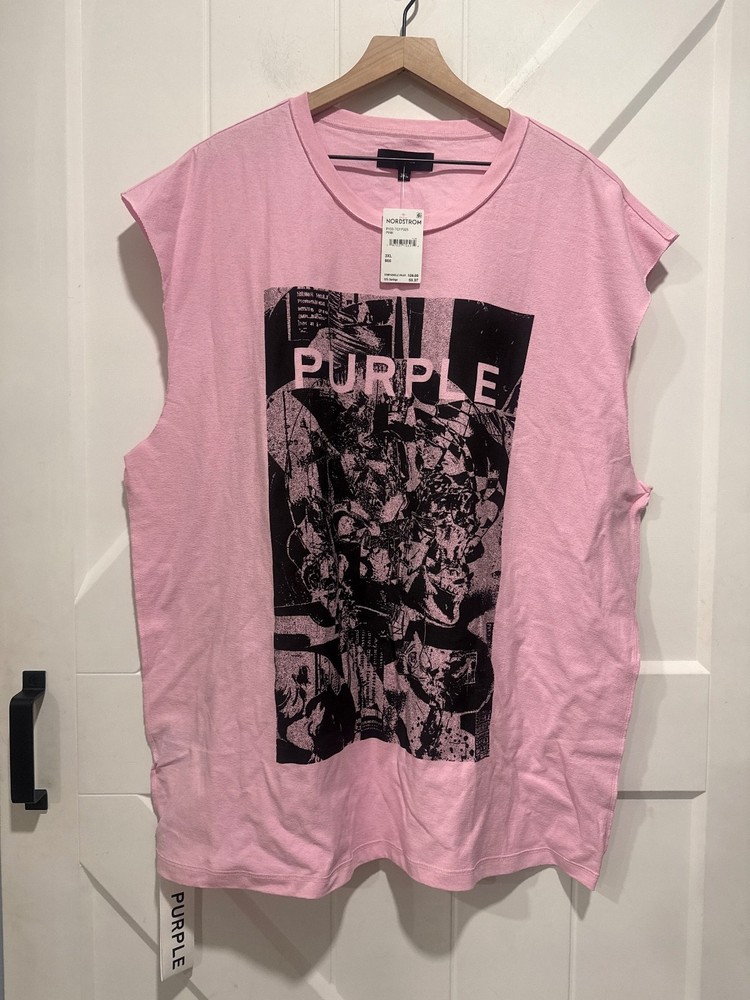 Purple Brand Men’s Pink Graphic Sleeveless T-Shirt Tank, NWT, Size 3XL