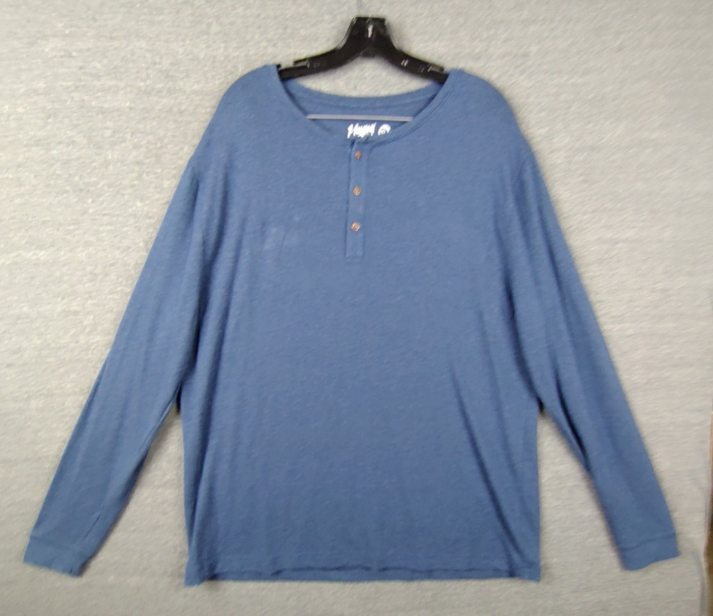 Mugsy Mens Shirt XL Blue Henley Cashmere Blend Soft Casual Capsule Street