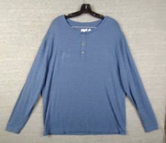Mugsy Mens Shirt XL Blue Henley Cashmere Blend Soft Casual Capsule Street