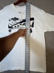 Vintage Single Stitch Flocked Winter Farm Scene Graphic T Shirt XL USA Rare