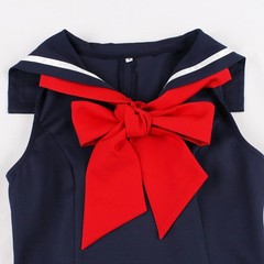 Vintage Nautical Dress 1950s Retro Sleeveless 50s Style Pinup Rockabilly Swin…
