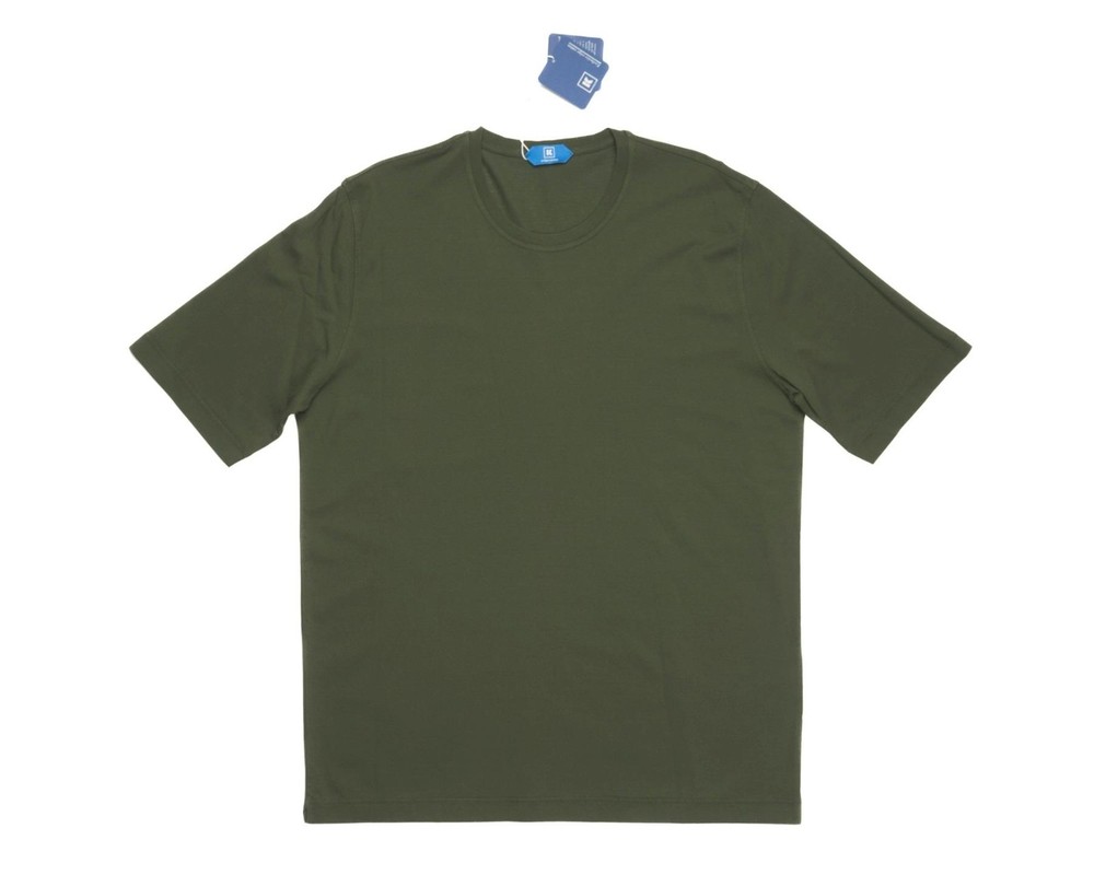Kired by Kiton $295 NWT Crepe Cotton Short Sleeve Green Slim T-Shirt M (50 IT)