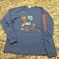 Comfort Colors Louisiana State Graphic Long Sleeve T-Shirt Blue Mens Large