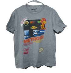 Nintendo Metroid NES Samus Aran T-Shirt Men’s Size L Gray Adventure Series T0431