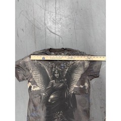 Y2K Affliction Mens Angel Graphic TShirt Lrg Black Distressed MMA All Over Print
