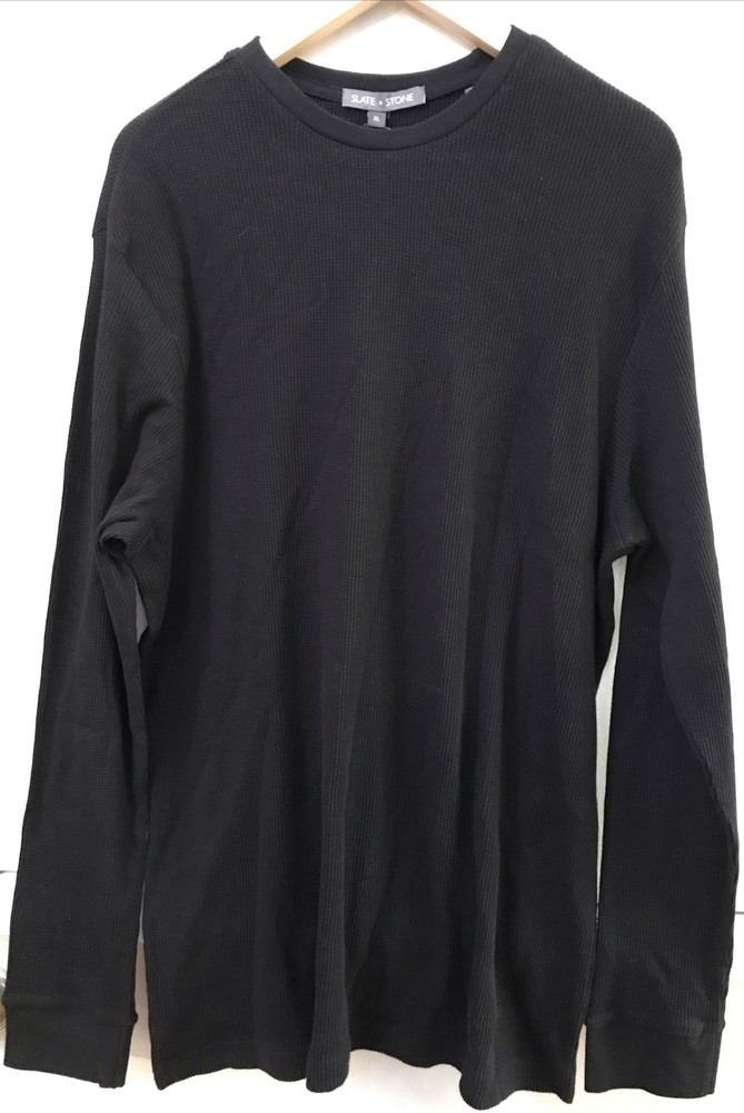 Slate Stone Mens Black Thermal Waffle Top Long Sleeve Classic Size XL NWT
