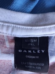 Oakley Shirt Mens Medium Red Blue Allover AOP USA Custom Fit Graphic 90s Vintage