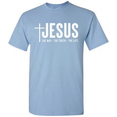 Jesus Christ Cross The Way Truth Life T-Shirt Faith in God Christian Bible Tee