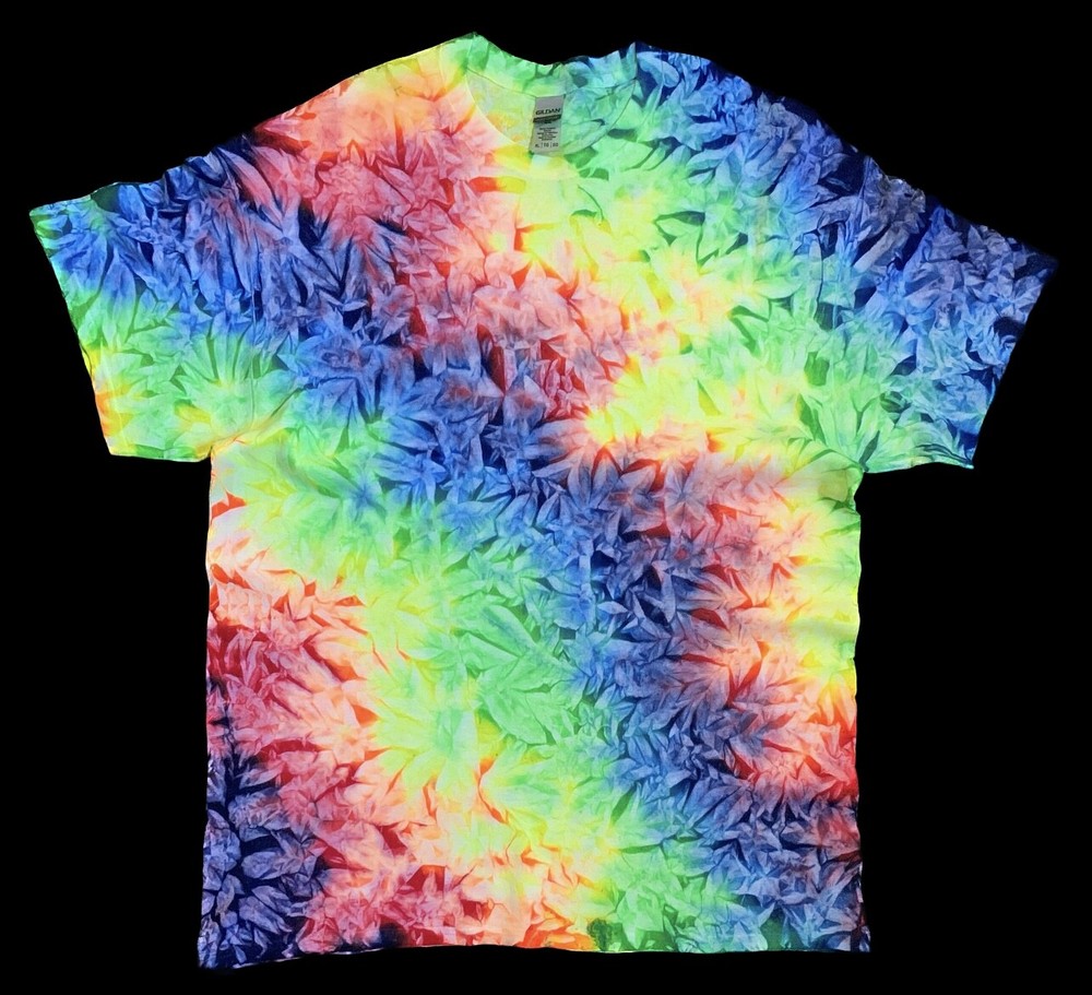 *New* 3XL & 4XL Handmade Tie Dye, Spectrum Rainbow Waves Cruncht Crinkle