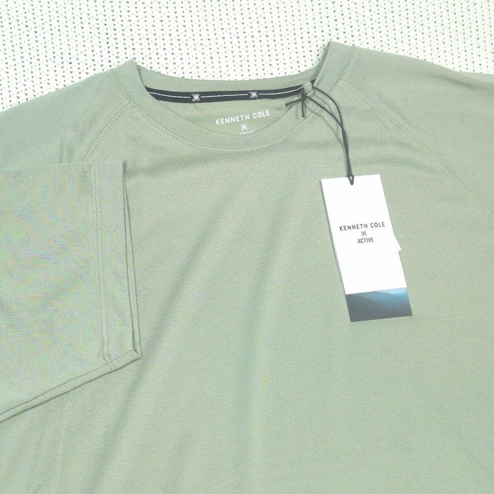 Kenneth Cole Tech SS Tee Shirt Sz L Seagrass Modal Blend Stretch Soft Curved Hem