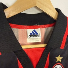 Vintage 90s AC Milan Italy Adidas Soccer Football Jersey Black Red Striped Large