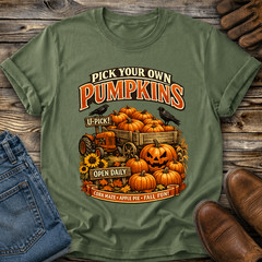 Pick Your Own Pumpkins Tshirt Graphic Tee Unisex Farm Fall Autumn Halloween