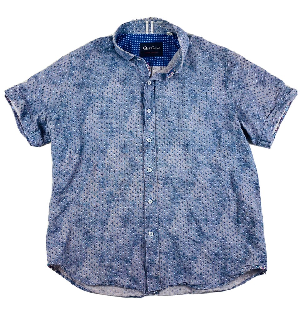 Robert Graham Cotton Linen Faded Wash S/S Button Front XL Mint