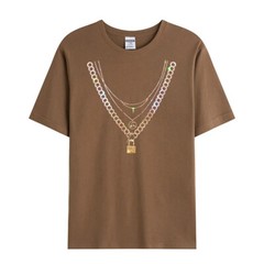 New Fashion Chain Rhinestones Summer Short Sleeve Luxury Men Trend Black T-Shirt