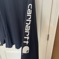 Carhartt 2XL Navy Long Sleeve Loose Fit Logo Tee with Sleeve Script