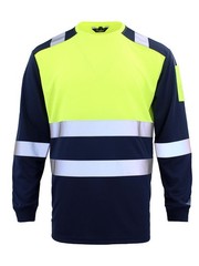 Hi Vis Viz T Shirt High Visibility Safety Reflective Tape Work Top Long Sleeve