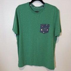 Sailboat Pocket Mens Soft Green Tee Summer Coastal Nautical Preppy Casual Large