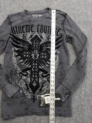 Xtreme Couture Shirt Small Gray Thermal Long sleeve Waffle Cross by Affliction