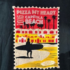 Gildan Pizza My Heart Capitola Beach Tee Shirt Small Souvenir Retro Coastal Cali