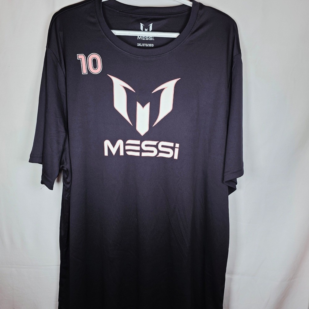 Messi Logo Tee MMN0076USW Men 3XL Black Stretch Limo Soccer Graphic T-Shirt NWT