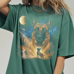 Comfort Tee Belgian Malinois Howling Dog Graphic Design Soft Top