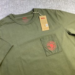 Fjallraven Logo Pocket T-Shirt Mens Laurel Green Organic Cotton Tee Size L NWT