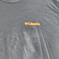 Columbia Men Shirt L Navy Graphic Truck Flag Outdoor Logo Short Sleeve