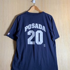Vintage Jorge Posada Shirt Adult Size Large Blue Short Sleeve Men’s Pullover Y2K
