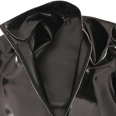 Sexy Men High Neck Long Sleeve T-shirt PU Double Side Top PVC Oil Glossy Shiny