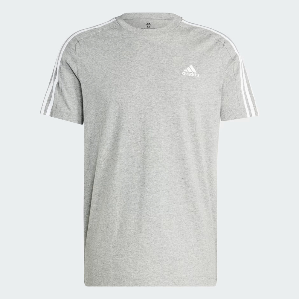 adidas Men’s Essentials Single Jersey 3-Stripes T-Shirt – Medium Grey, K2(B451T)