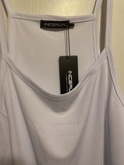 Incerun Men’s Scoop Neck Deep Cut Arms Tank Top White Size Medium Stretch NWOT
