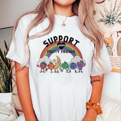 Support Your Fruity Friends Tee, LGBTQ Ally Fruits Aesthetic Tee, Pride Month