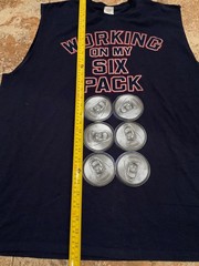 VINTAGE JERZEES MUSCLE GYM TEE WORKING ON MY SIX PACK ( MENS 2XL ) DARK BLUE
