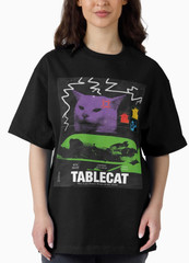 Meme Table Cat Poster Black T-Shirt