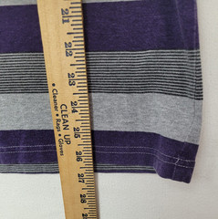 Zoo York T-Shirt Mens Large Purple Gray Striped V-Neck Cotton Poly Blend casual