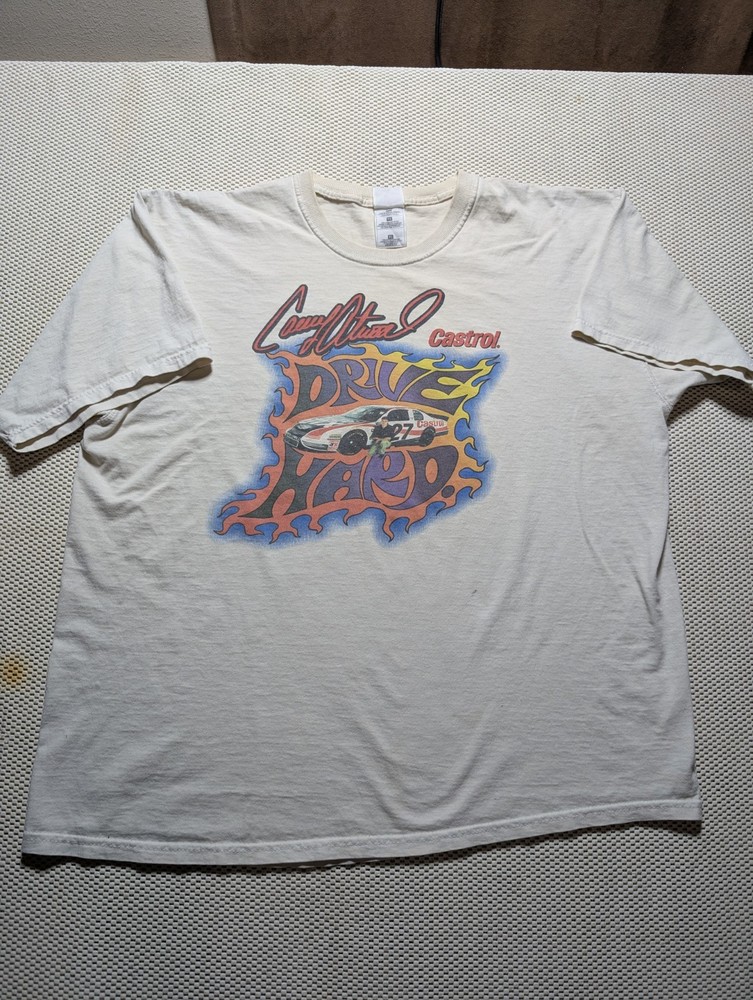 Y2K 2000 Vintage NASCAR Castor Oil Casey Atwood Drive Hard Racing T-shirt Sz XL