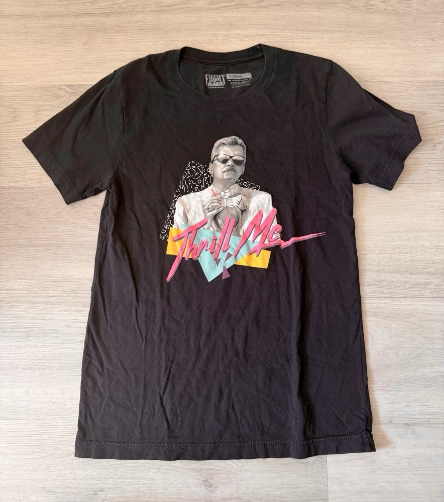 RARE Fright Rags “THRILL ME” Tom Atkins Night Of The Creeps T-Shirt Size Small