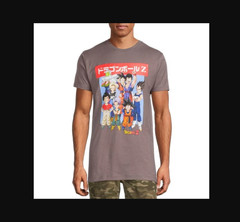 Men’s Dragon Ball Z Graphic T-Shirt Short Sleeve Crew Neck LARGE Charcoal NEW