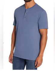 Eddie Bauer Men’s Blue Cotton Knit Henley T-Shirt Short Sleeve Solid L