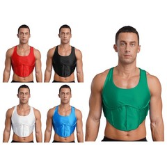 Men Tops Workout T-shirt Gag Gift Lingerie Fitness Vest Glossy Bra U Neck Bare