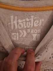 Howler Bros Shirt Mens Large Southwestern Graphic Geometric Tan Crew Neck EUC L