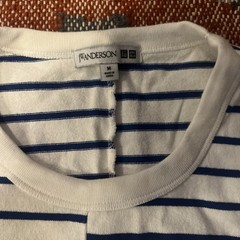 JW Anderson x Uniqlo Striped Long Sleeve Shirt Asymmetrical Medium Blue White