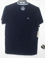 NWT Tommy Bahama S/S Crew Neck Cotton Blend Navy Or Blue Grid T-Shirt Sz M