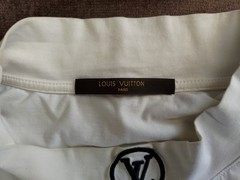 LOUIS VUITTON WHITE HIGH NECK / COWL NECK EMBROIDERED MONOGRAM T-SHIRT MEDIUM