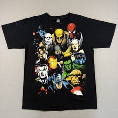Marvel T-Shirt Men’s L Black Superhero Charecters Movie TV Promo Cut Tag